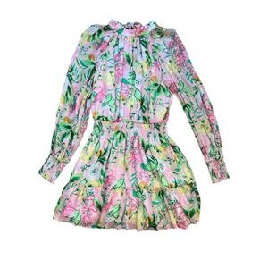 Lilly Pulitzer EllieLynn Dress Long Sleeve Multi Via Amore Spritzer, Size 10